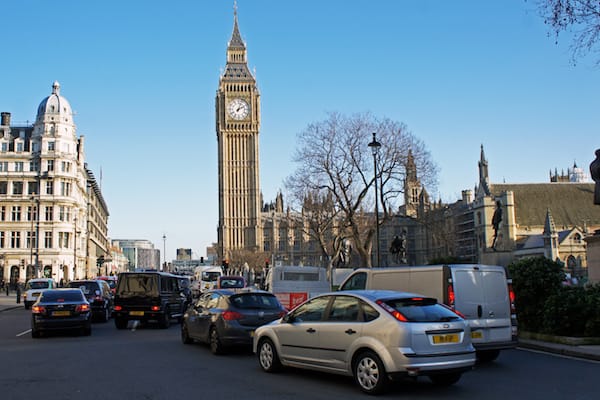 London city streets near Big Ben and Parliament.