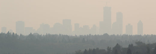 Wildfire smoke over Edmonton